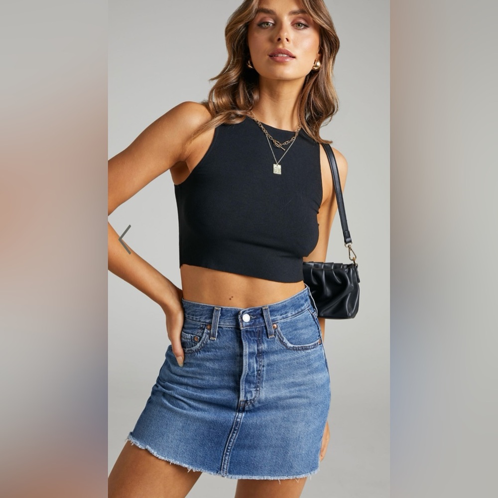 LEVI'S Ribcage super high- waist denim mini skirt 0 (24)